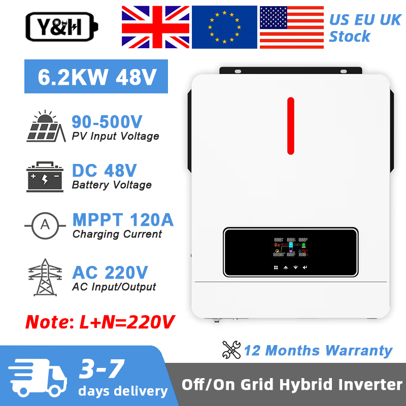 Drone Solar Charger - อินเวอร์เตอร์พลังงานแสงอาทิตย์แบบไฮบริด Y&H 6.2KW 48VDC 220VAC ออน/ออฟกริด
