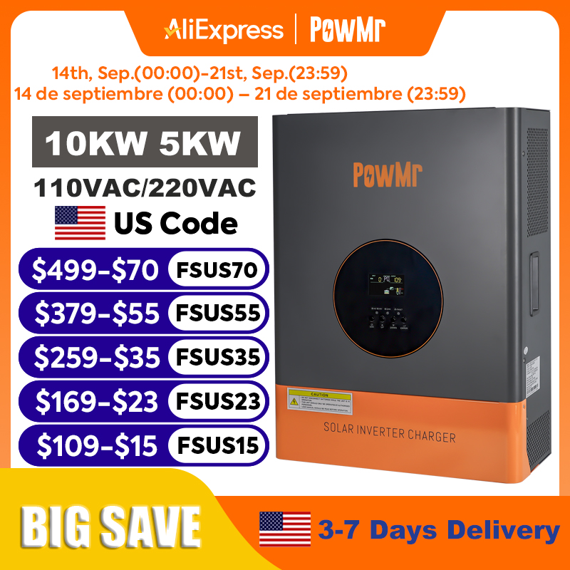 Drone Solar Charger - อินเวอร์เตอร์ PowMr 10KW 5KW แบบแยกเฟส 48V
